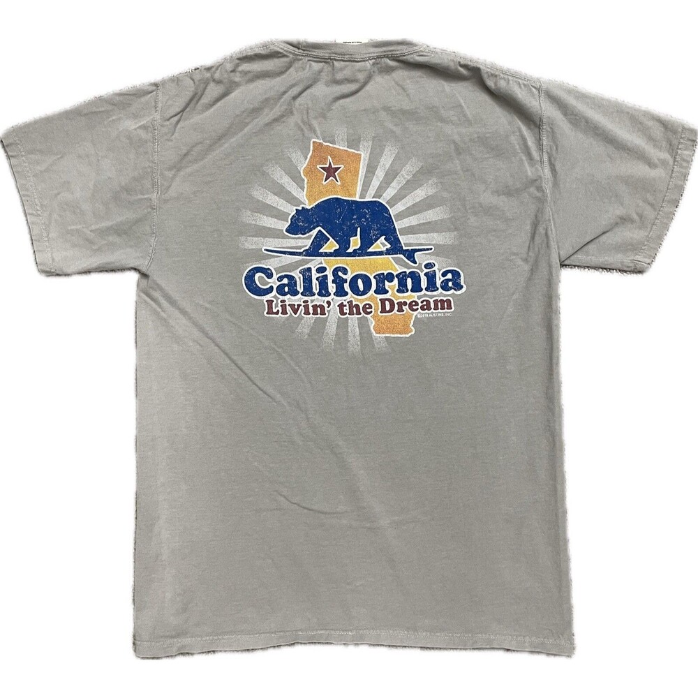 Comfort Wash Men’s T-Shirt Gray Medium California Livin’ The Dream Heavy Cotton